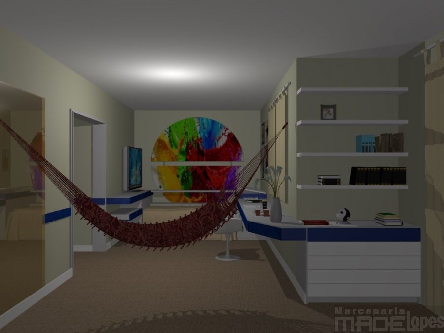 Imagem de um dormitório gerada por computador